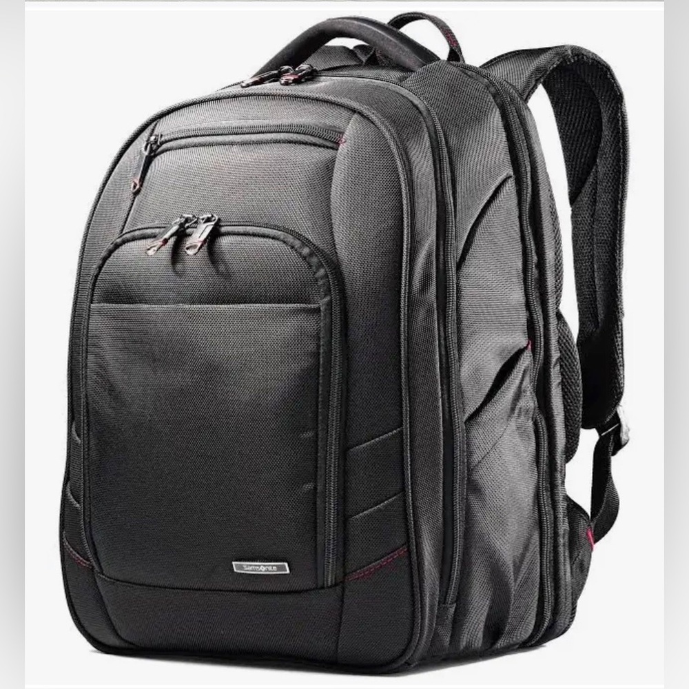 Samsonite Black Backpack with Subtle Red Trim NWT - image 1